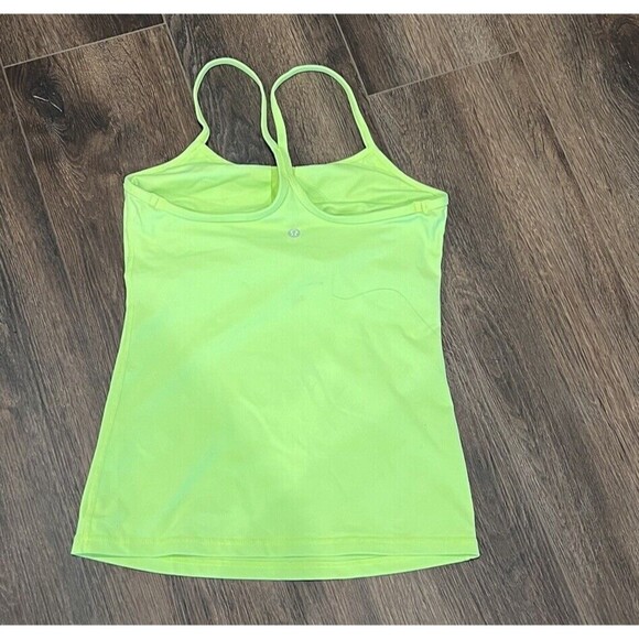 Lululemon Womens 6 Power Y Ray Neon Lime Green Color Luon Racerback - Picture 3 of 8
